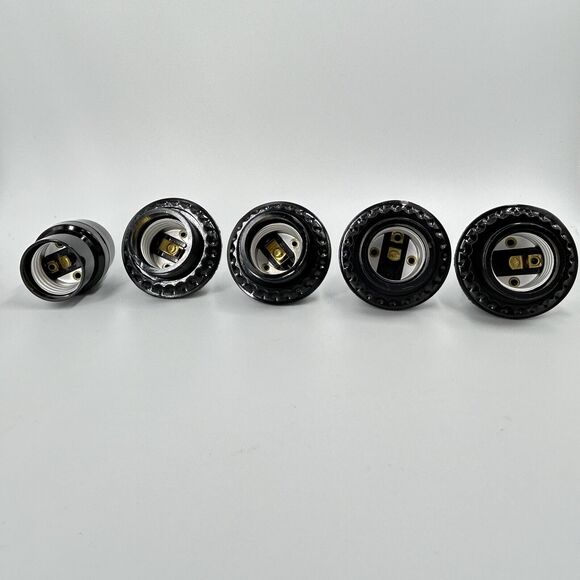5 Lot Assorted ADL Sunlite Black Phenolic Keyless Threaded Lamp Socket 660W 250V - Picture 7 of 12